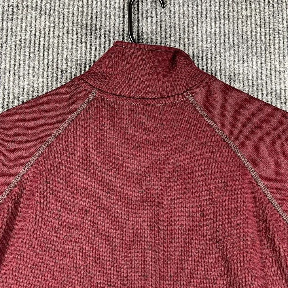 Eddie Bauer Sweater Mens Large Red Long Sleeve 1/4 Snap Outdoor Casual Hiking